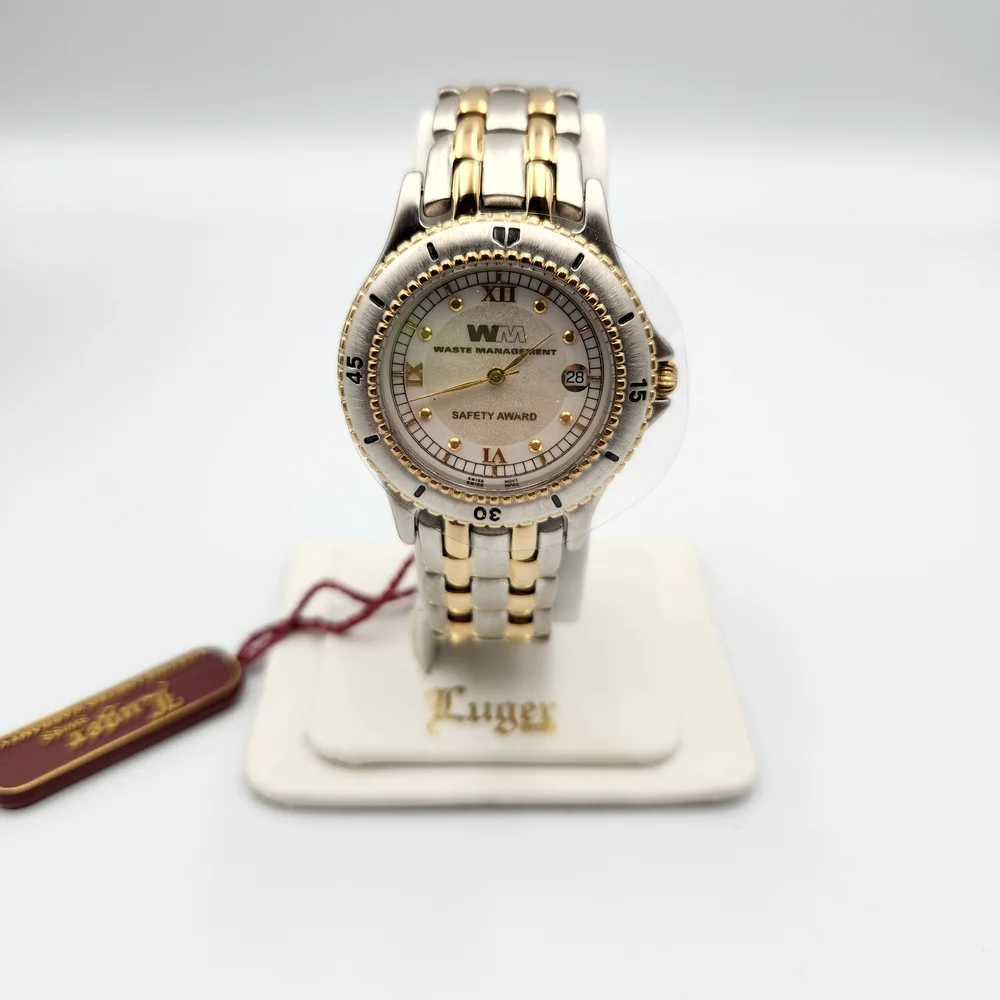 Vintage Luger Two-Tone Stainless Steel Watch with Gold PL Accents